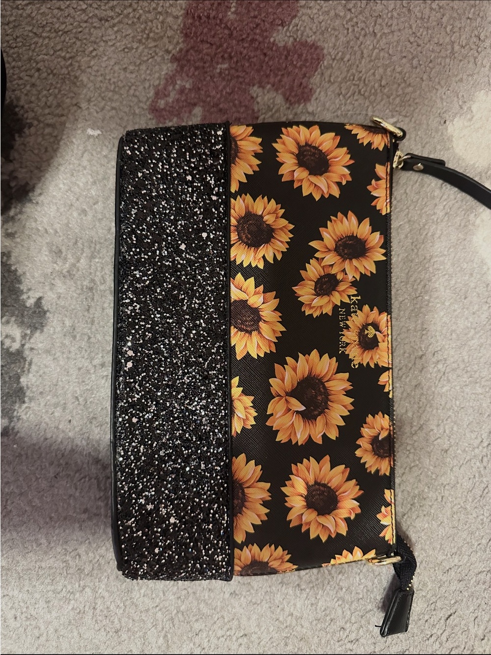 kate spade Black Sunflower Glitter Wristlet